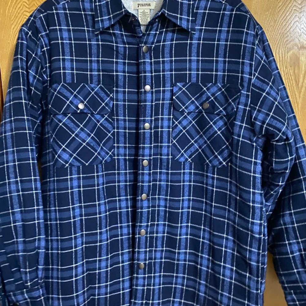 Visitor Brand Navy/White Checkered jacket, Sherpa Lined
